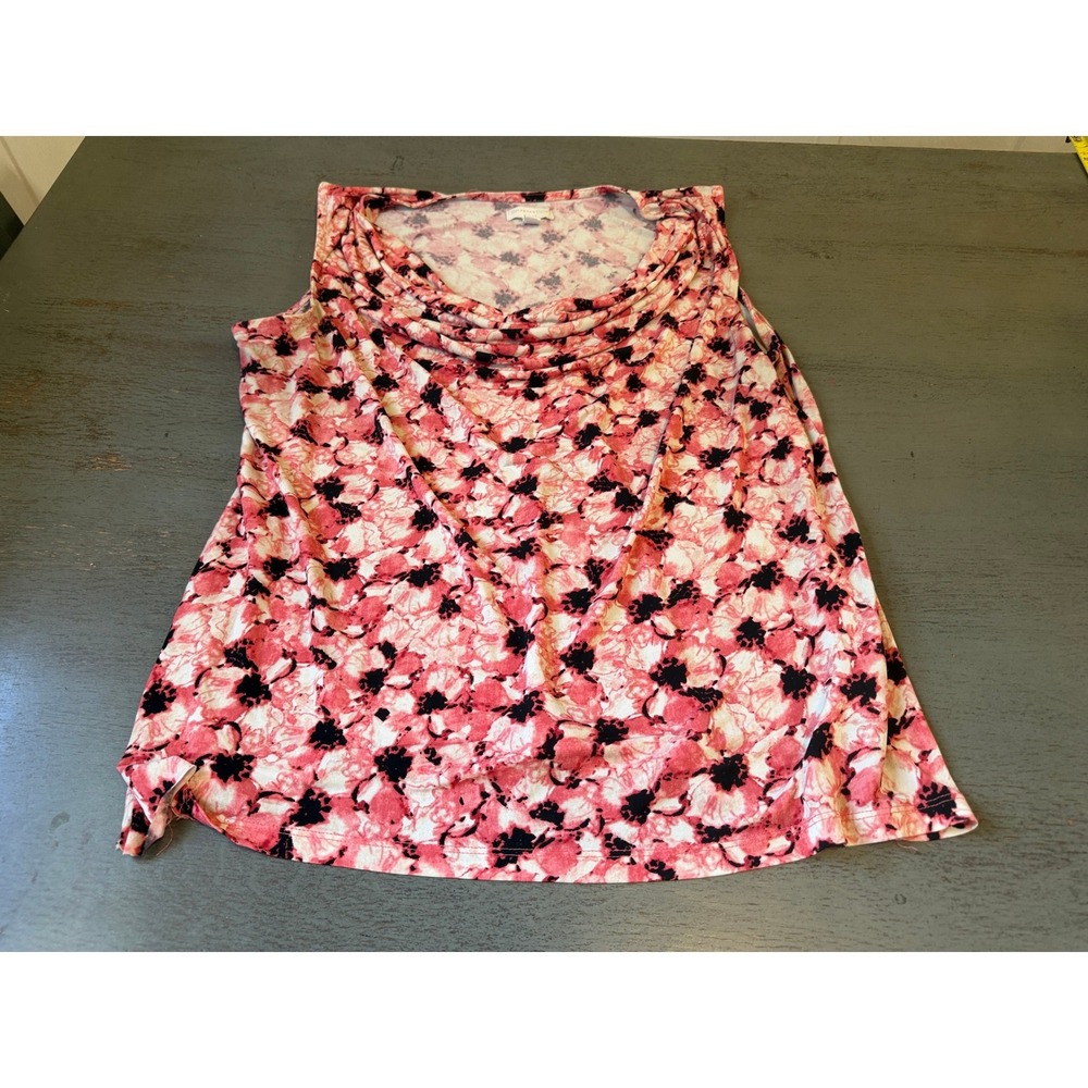Charter Club Petite Pink Floral Cowl Neck Sleeveless Top Blouse 1X P